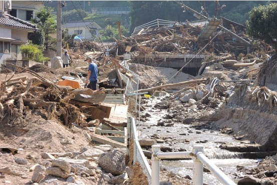 2018年の西日本豪雨で土石流の被害を受けた広島県坂町