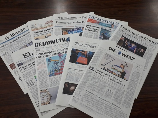 世界の新聞が即日で手元に届く！　米英仏独伊・ロシア・アラビア語など約160の海外紙を朝日新聞社が国内で印刷・配達