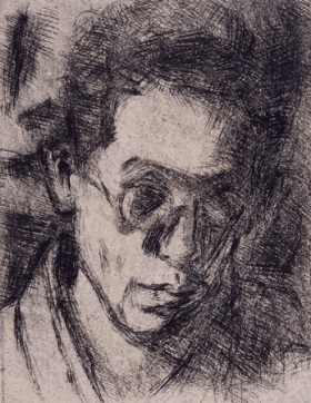 宮芳平《自画像（眼を病める）》昭和10（1935）年