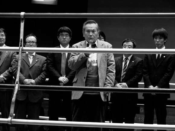 2008年1月、熊本典道さんは後楽園ホールで行われた再審開始を目指すイベントに参加。袴田さんは無罪であることを訴えた。